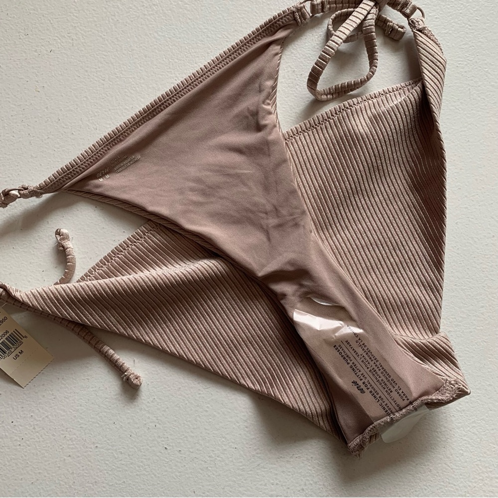 aerie Ribbed Tie-Side Bikini Bottoms in Mauve Taupe - Picture 9 of 12